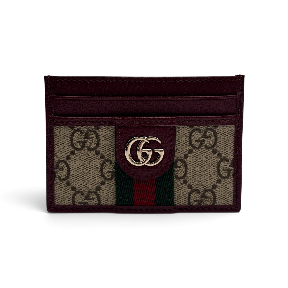 Gucci Ophidia GG Supreme Card Holder in Burgundy