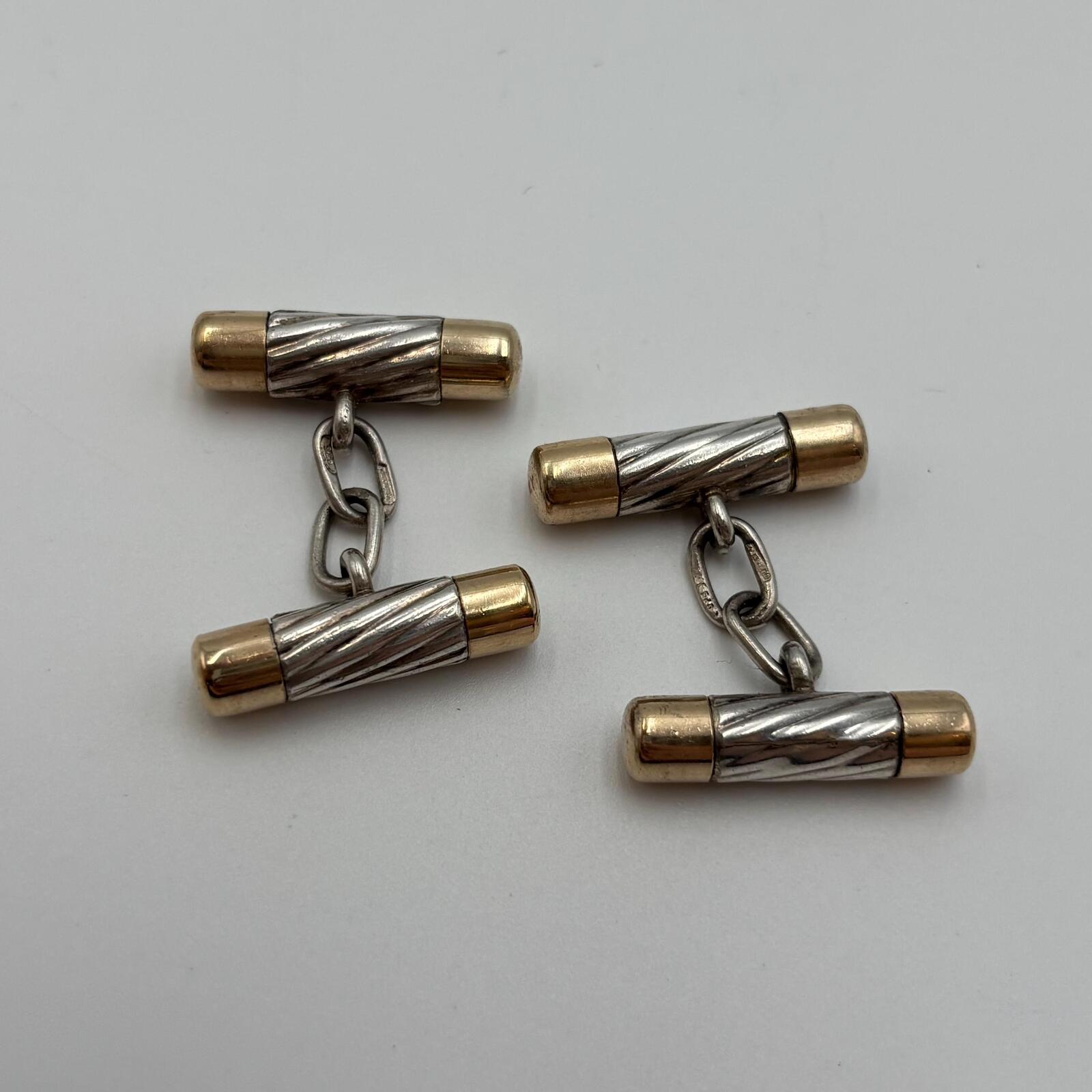 Tiffany Co. Vintage TwoTone Gold & Sterling Silver Cufflinks