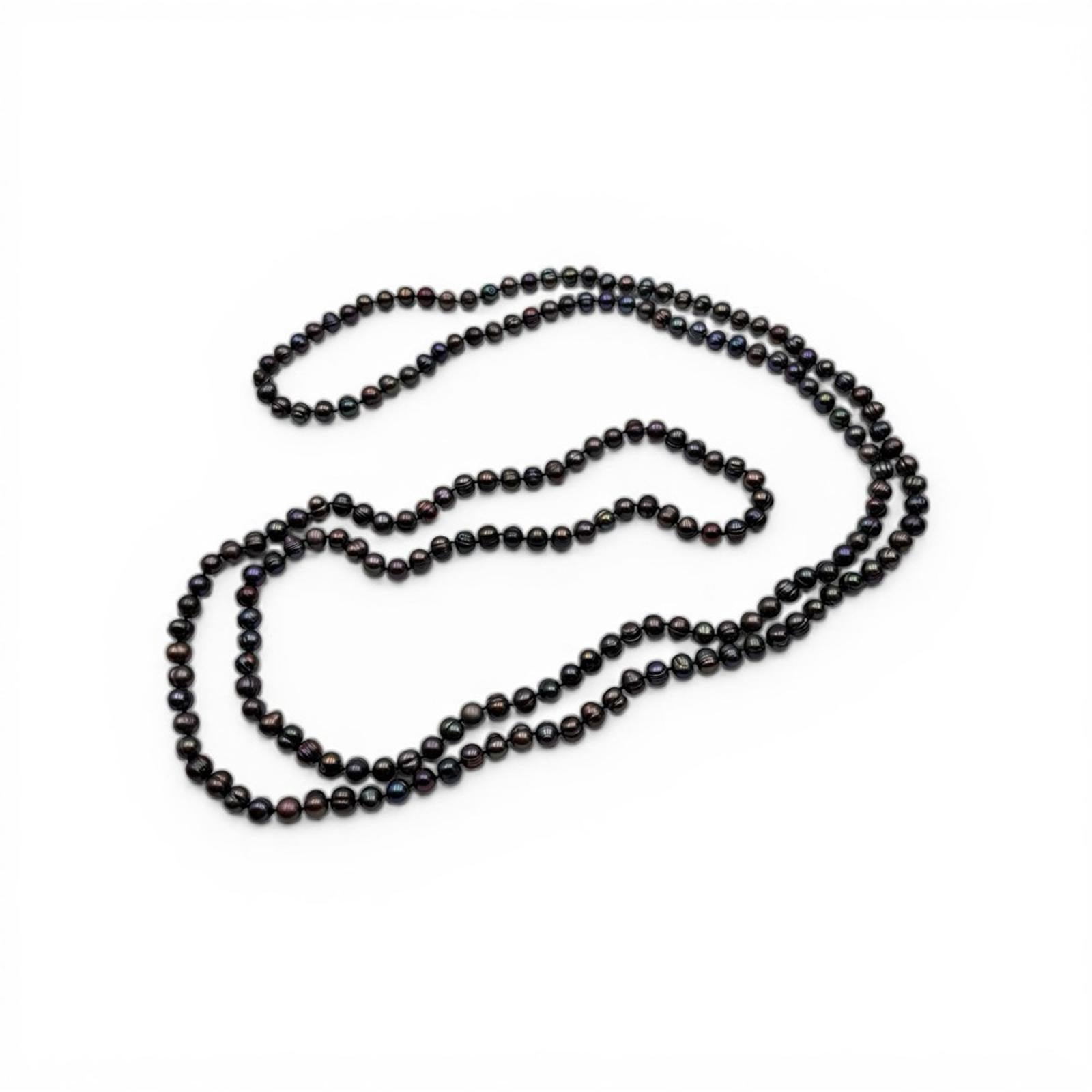 Freshwater Cultured Pearl Necklace – Peacock Overtone 64”