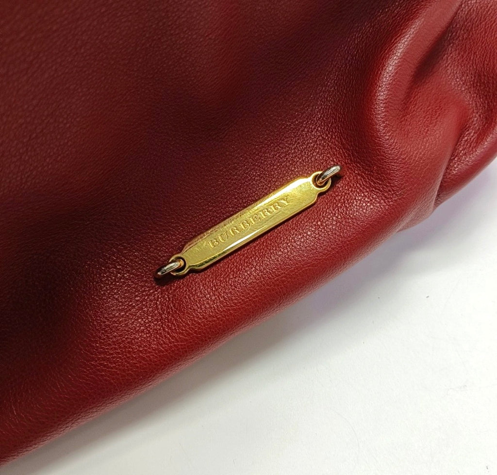Burberry Little Crush House Check Red Leather Crossbody Bag