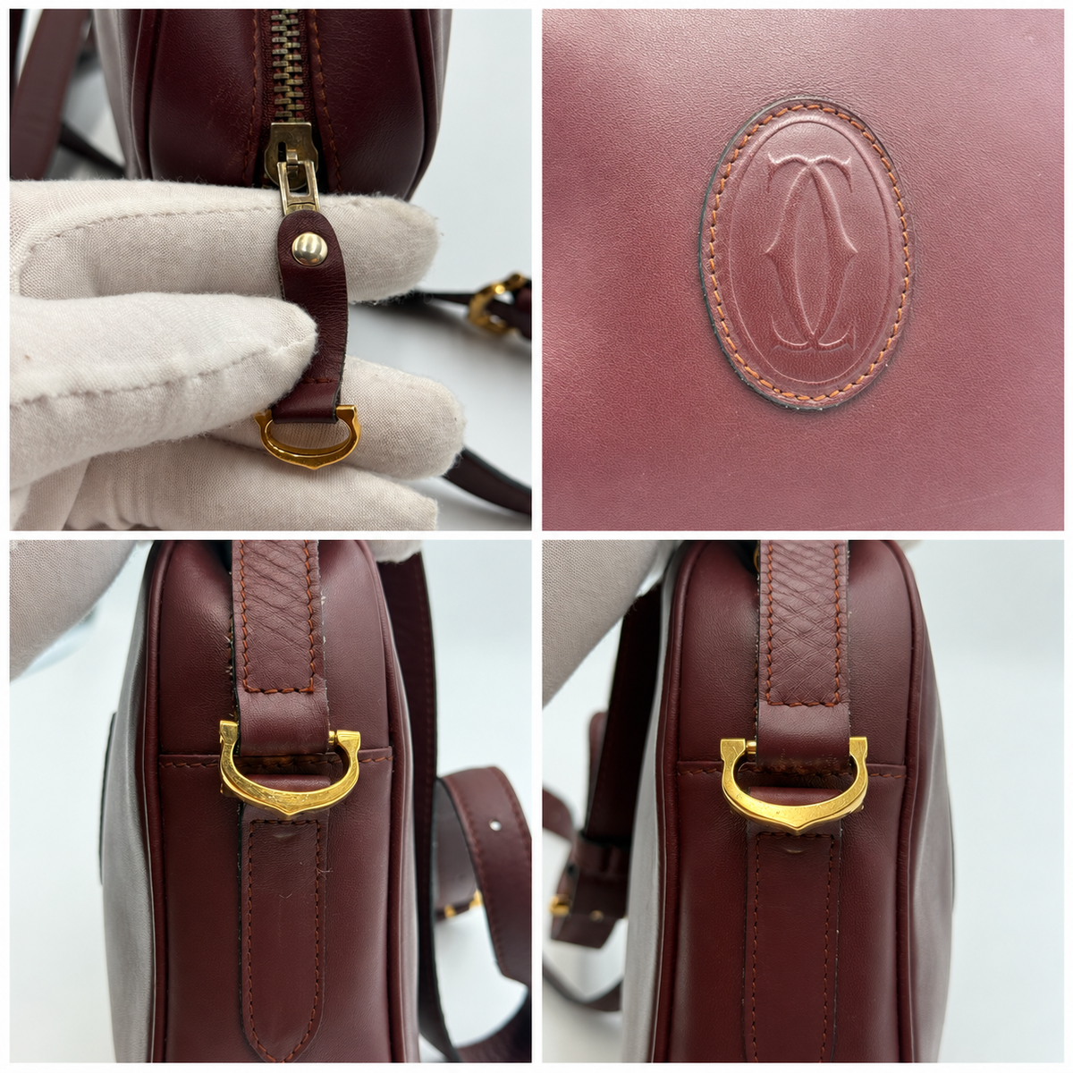 Cartier Vintage Must de Cartier Burgundy Leather Camera Bag