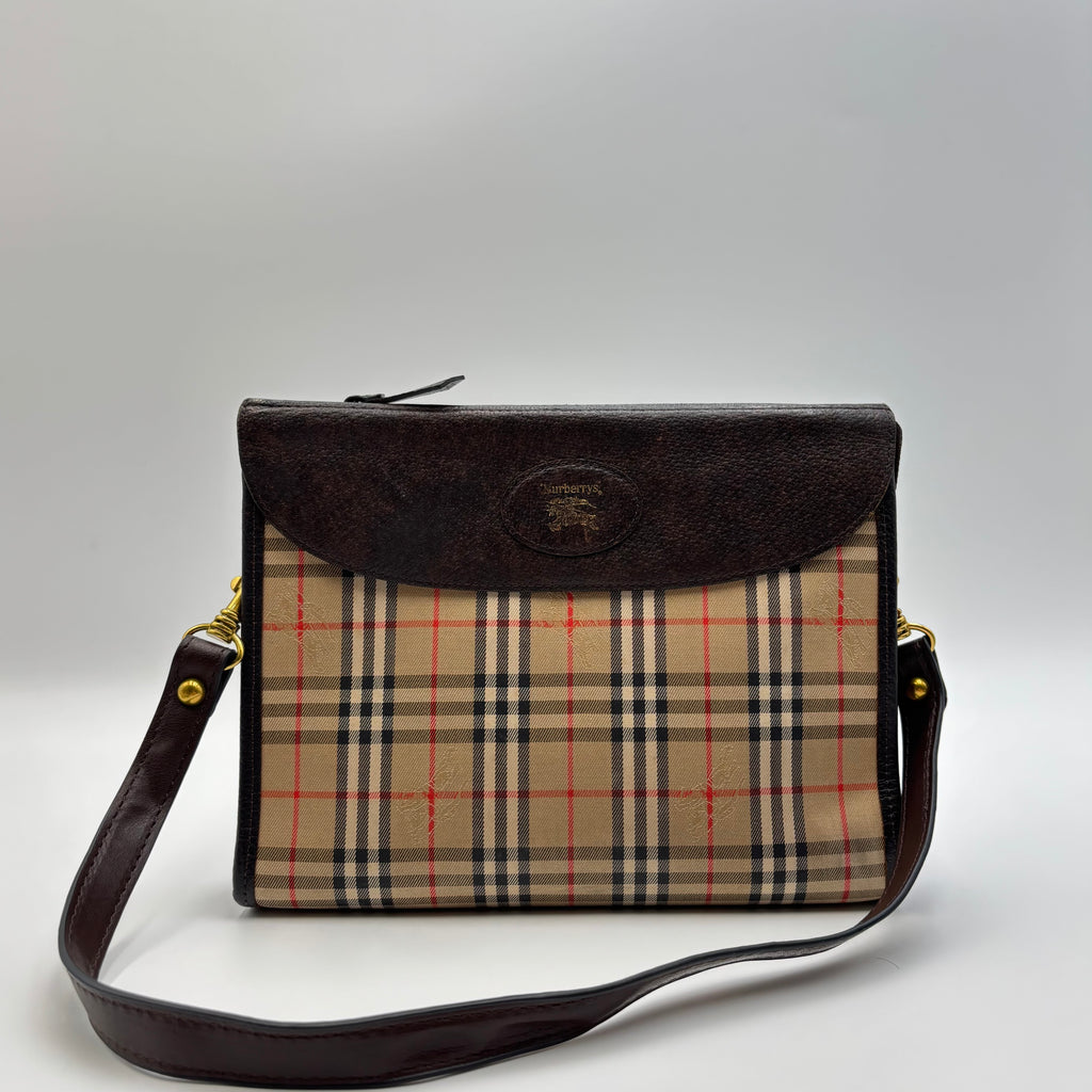 Burberrys Nova Check Convertible Clutch Shoulder Bag