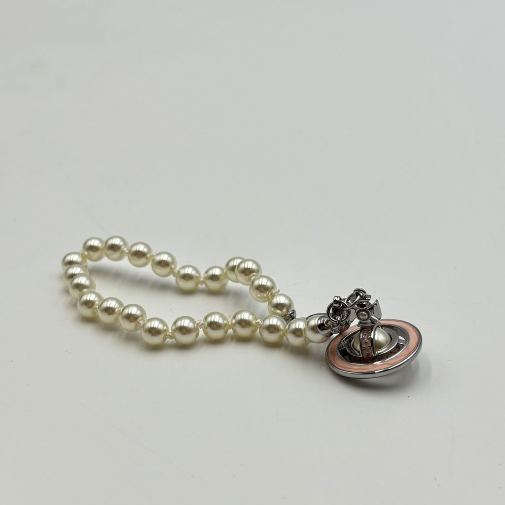 Vivienne Westwood Orb-Plaque Pearl Bracelet in Pink