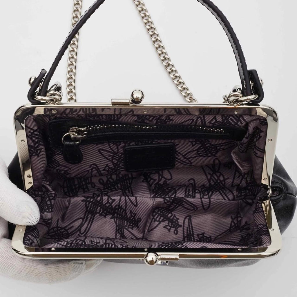 Vivienne Westwood Black Leather Granny Bag