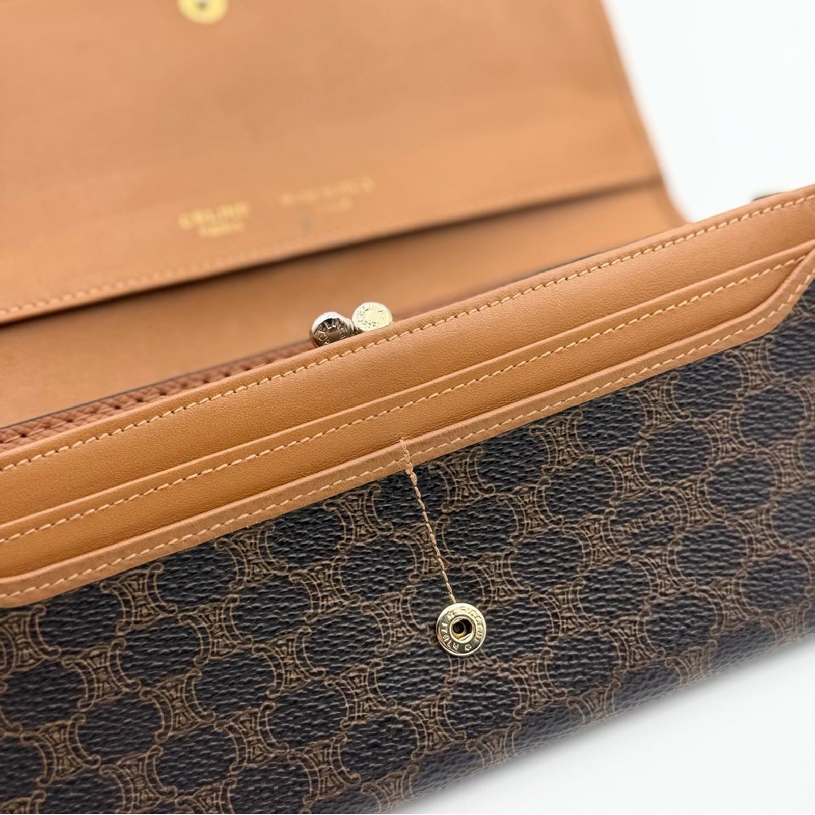 CELINE TRIOMPHE MONOGRAM LONG WALLET WITH CHAIN