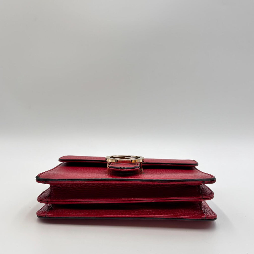 Gucci Interlocking GG Red Leather Chain Crossbody Bag