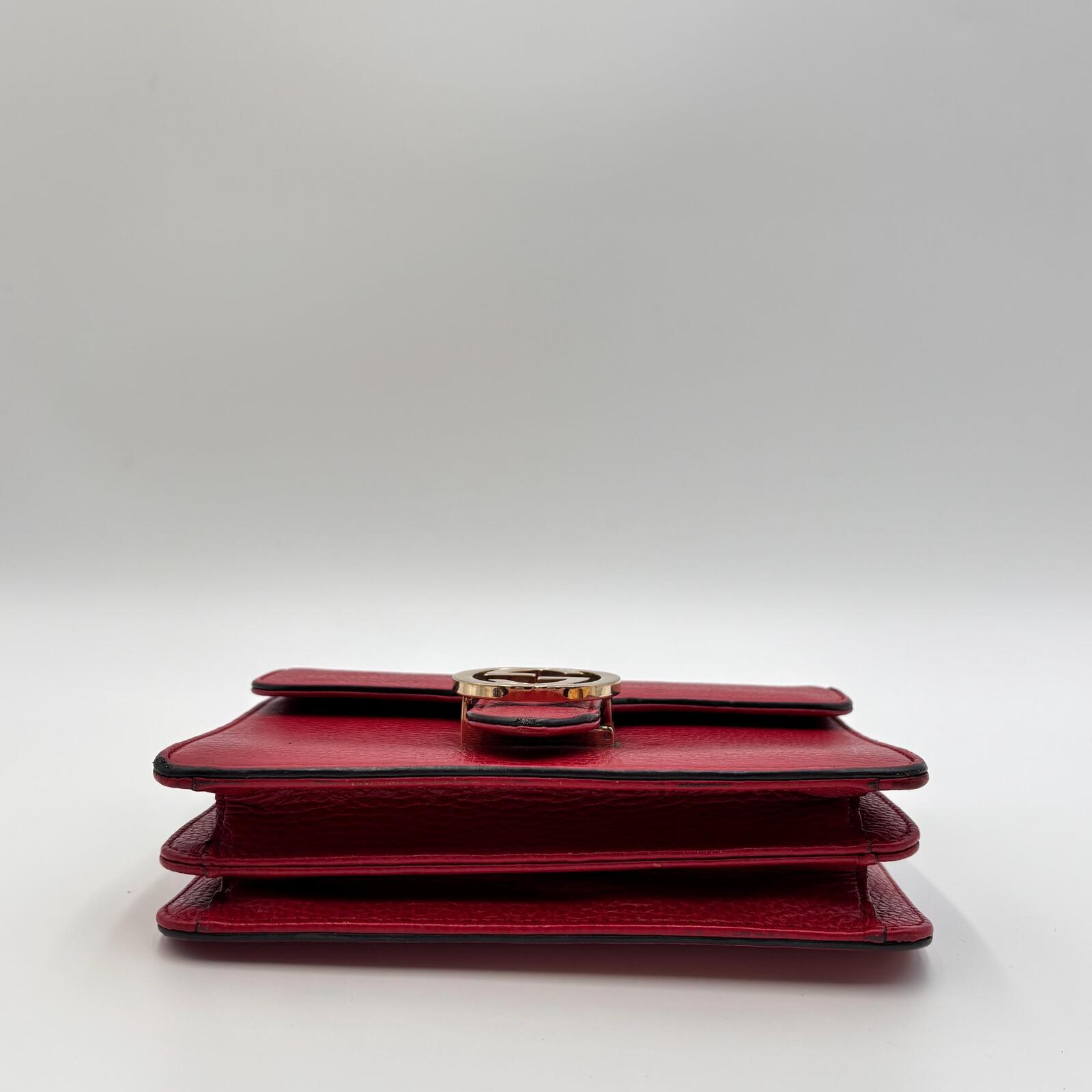 Gucci Interlocking GG Red Leather Chain Crossbody Bag