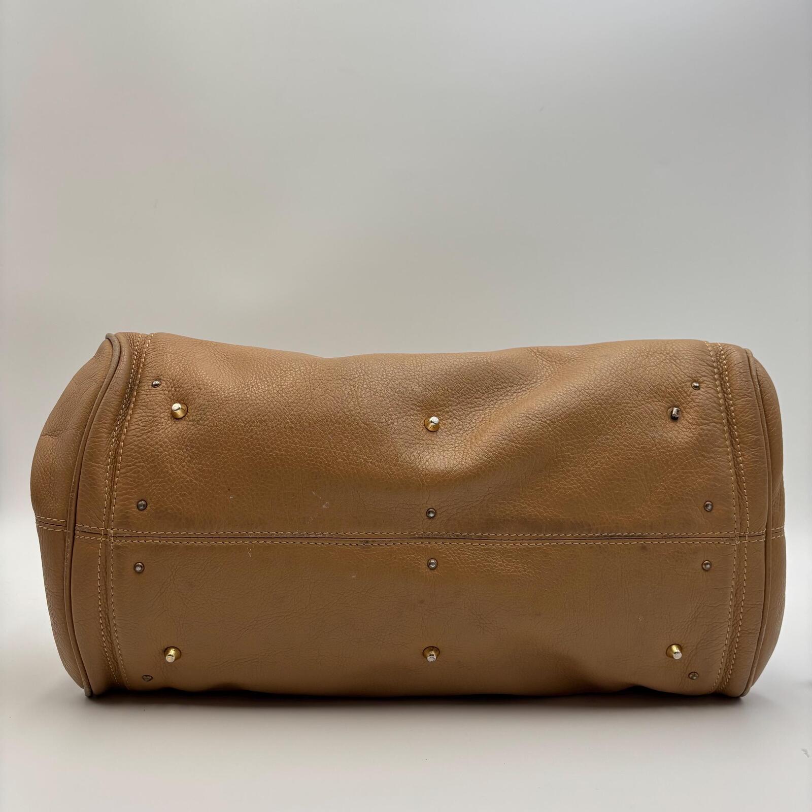 Chloé Paddington Medium Satchel Bag Tan Brown Pebbled Leather Gold Hardware