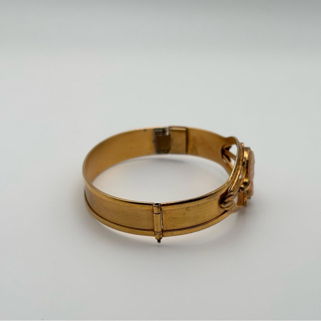 Vintage Gold-Tone Cameo Bangle Bracelet