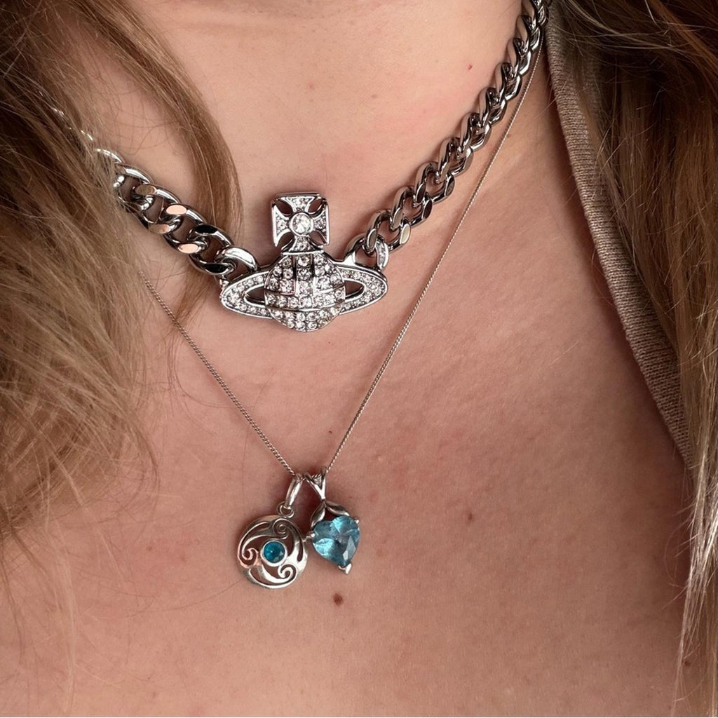 VIVIENNE WESTWOOD GRAZIELLA SMALL CHOKER — PLATINUM / WHITE