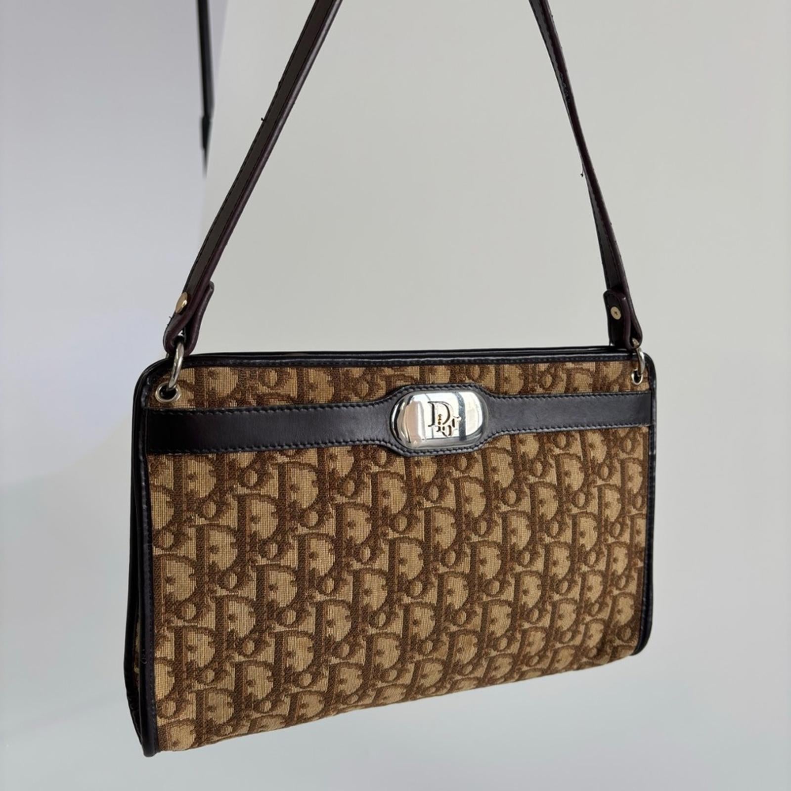 CHRISTIAN DIOR TROTTER CANVAS SHOULDER BAG