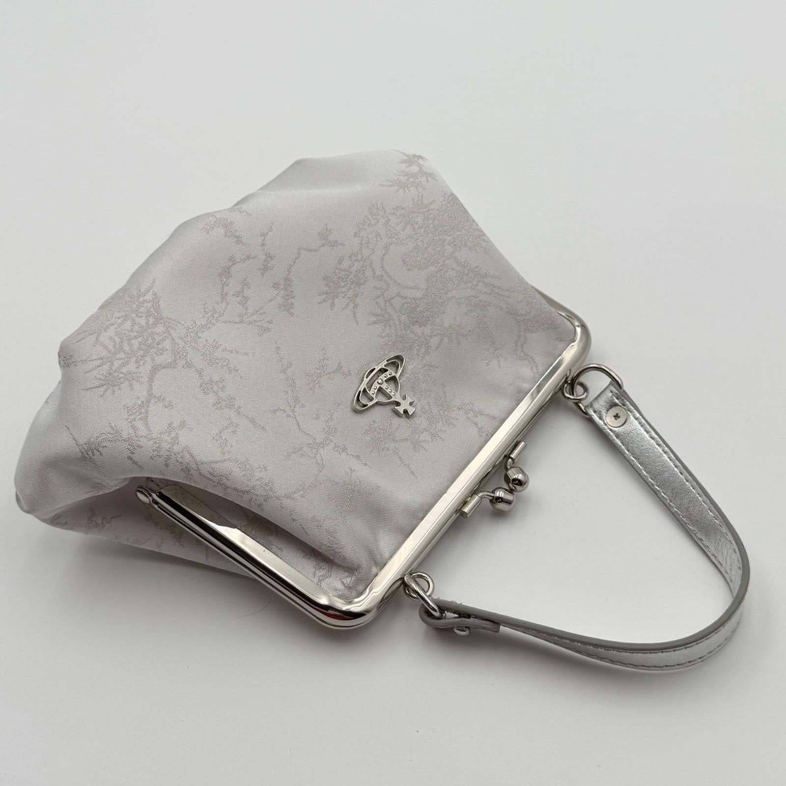 Vivienne Westwood Granny Frame Satin Purse Silver