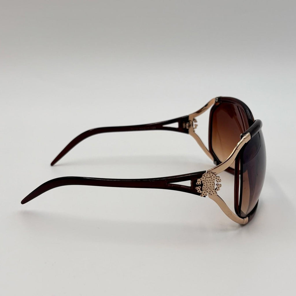 Roberto Cavalli Vintage Oversized Brown Gradient Sunglasses Gold Detail