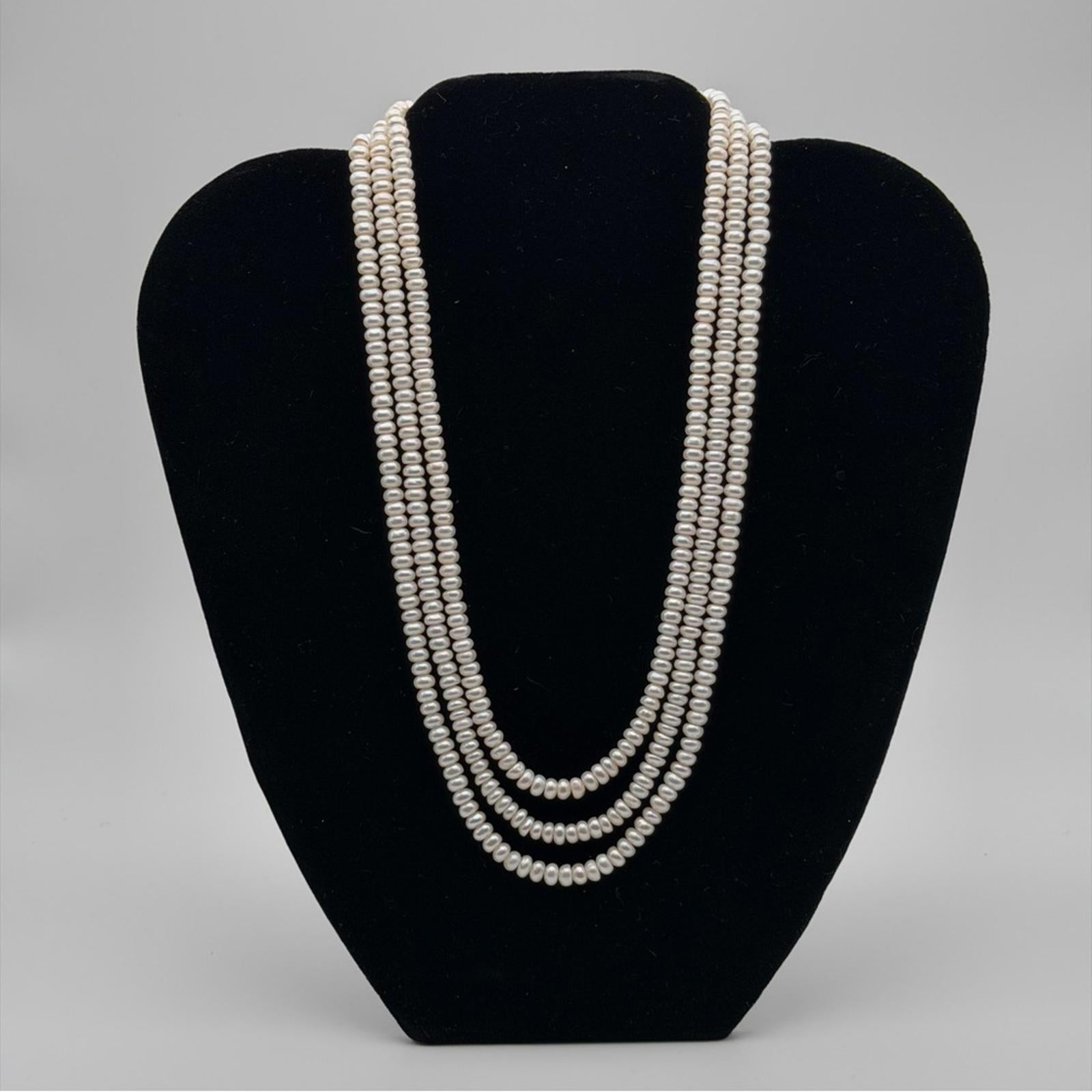 Vintage Multi-Strand Freshwater Pearl Necklace – 14K Gold Clasp