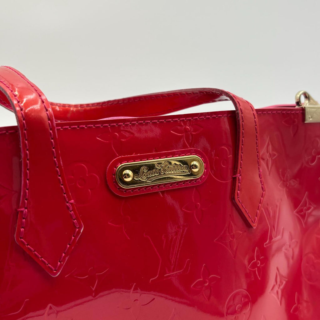 Louis Vuitton Monogram Vernis Wilshire Boulevard Tote PM Hot Pink Patent Leather