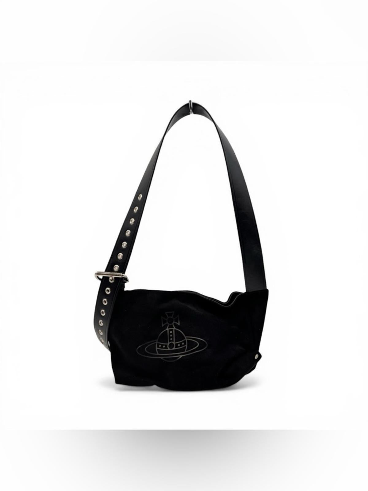 Vivienne Westwood Orb Shoulder Bag Black Surde Leather Strap