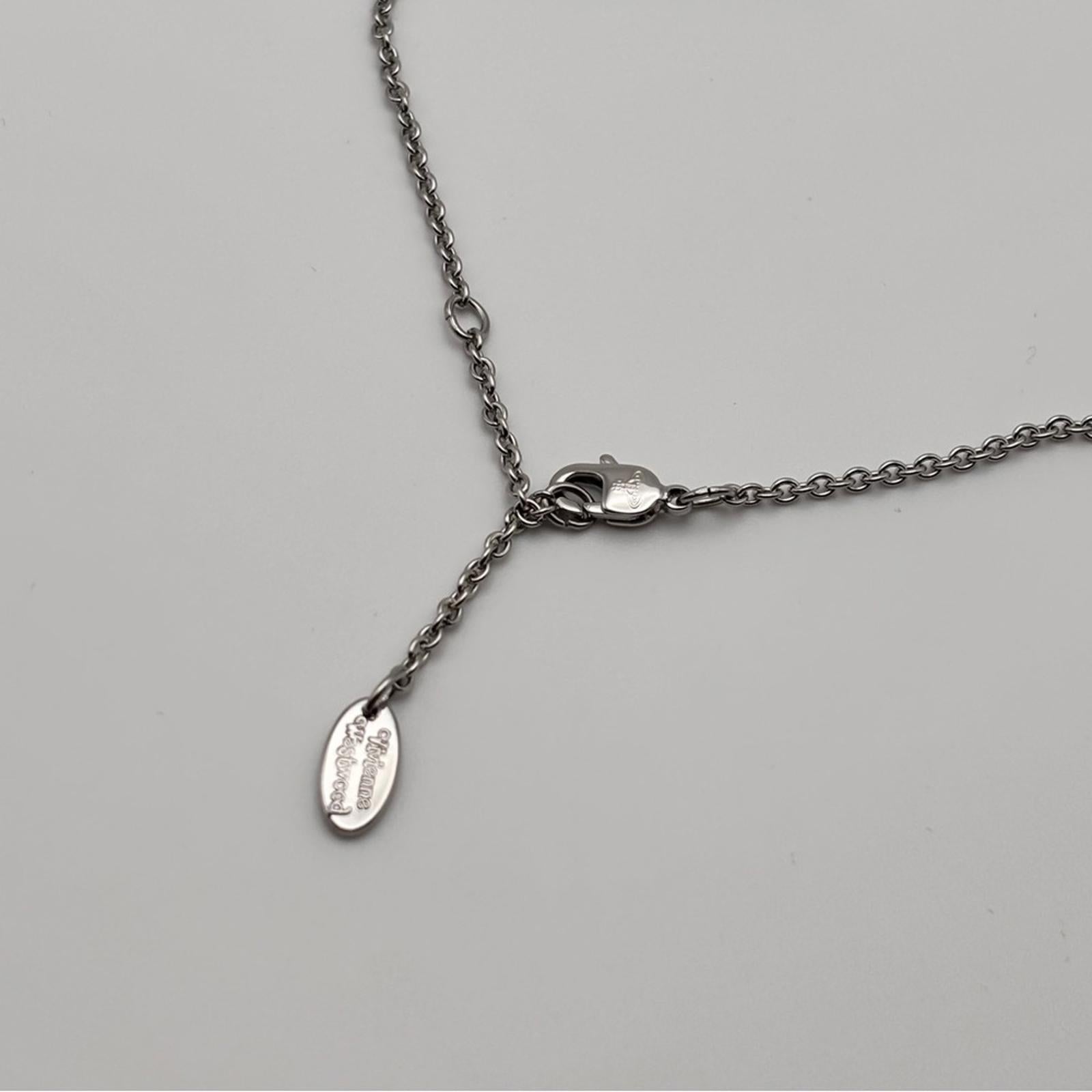 Vivienne Westwood Crystal Orb Safety Pin Necklace – Silver Tone