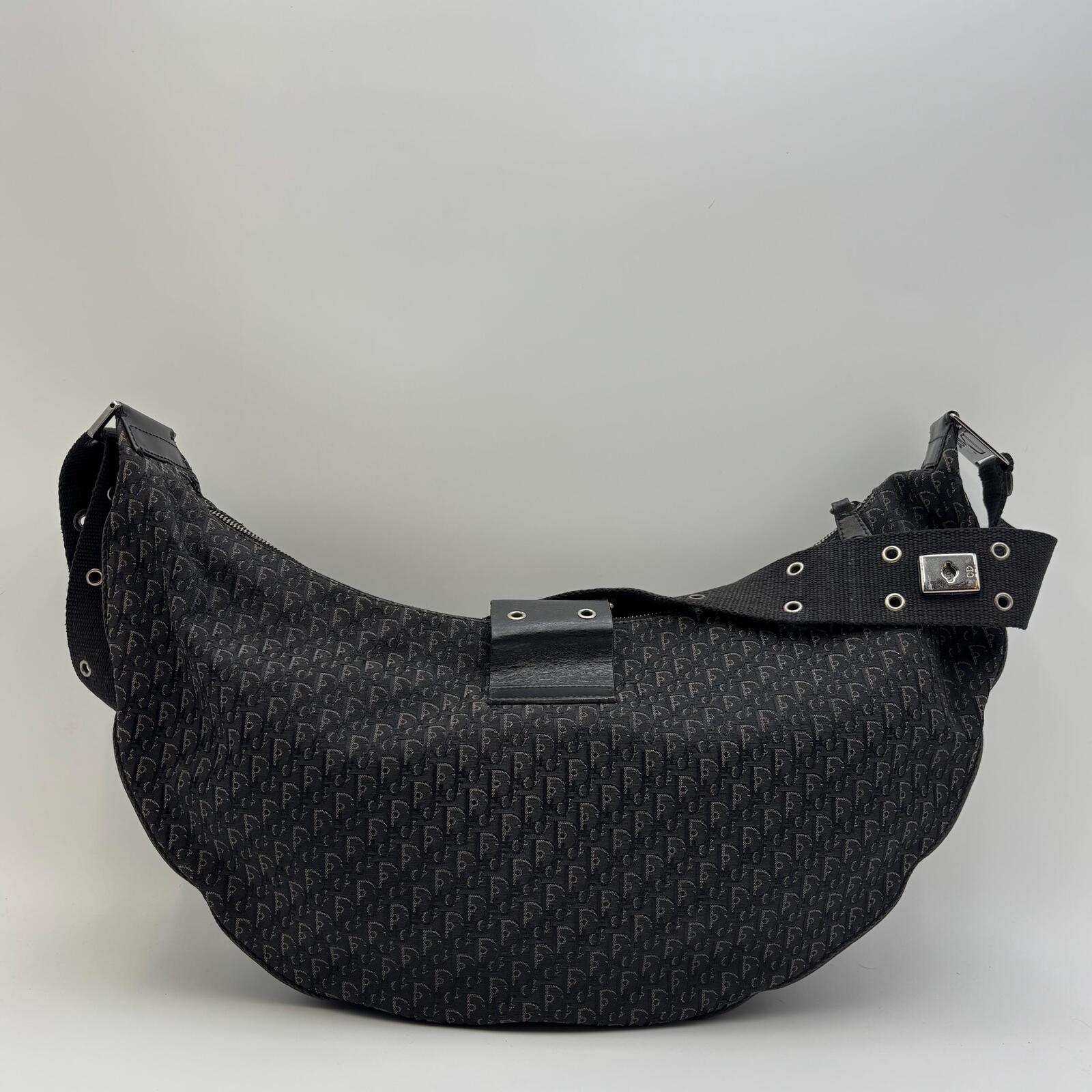 Christian Dior Vintage Black Diorissimo Monogram Saddle Messenger Shoulder Bag