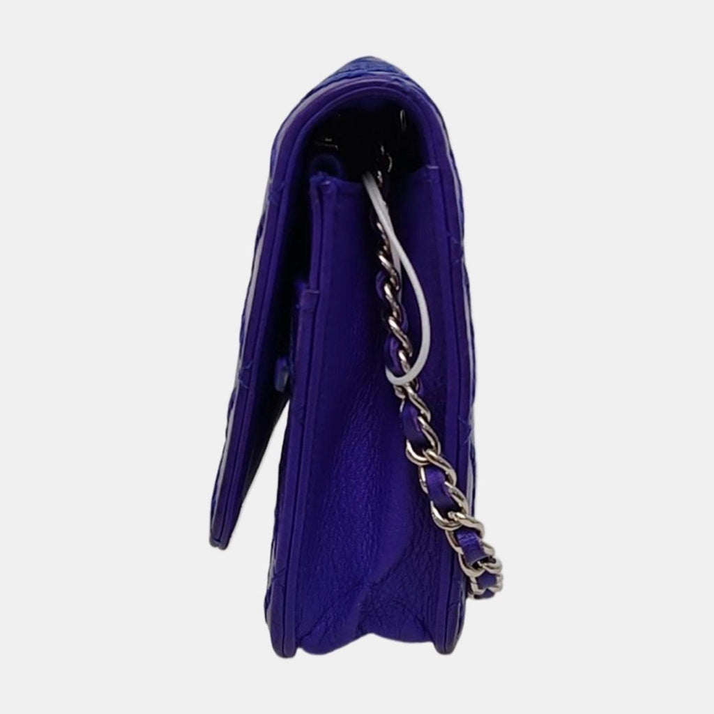 Chanel Classic Wallet On Chain WOC Quilted Lambskin Purple Silver Hardware