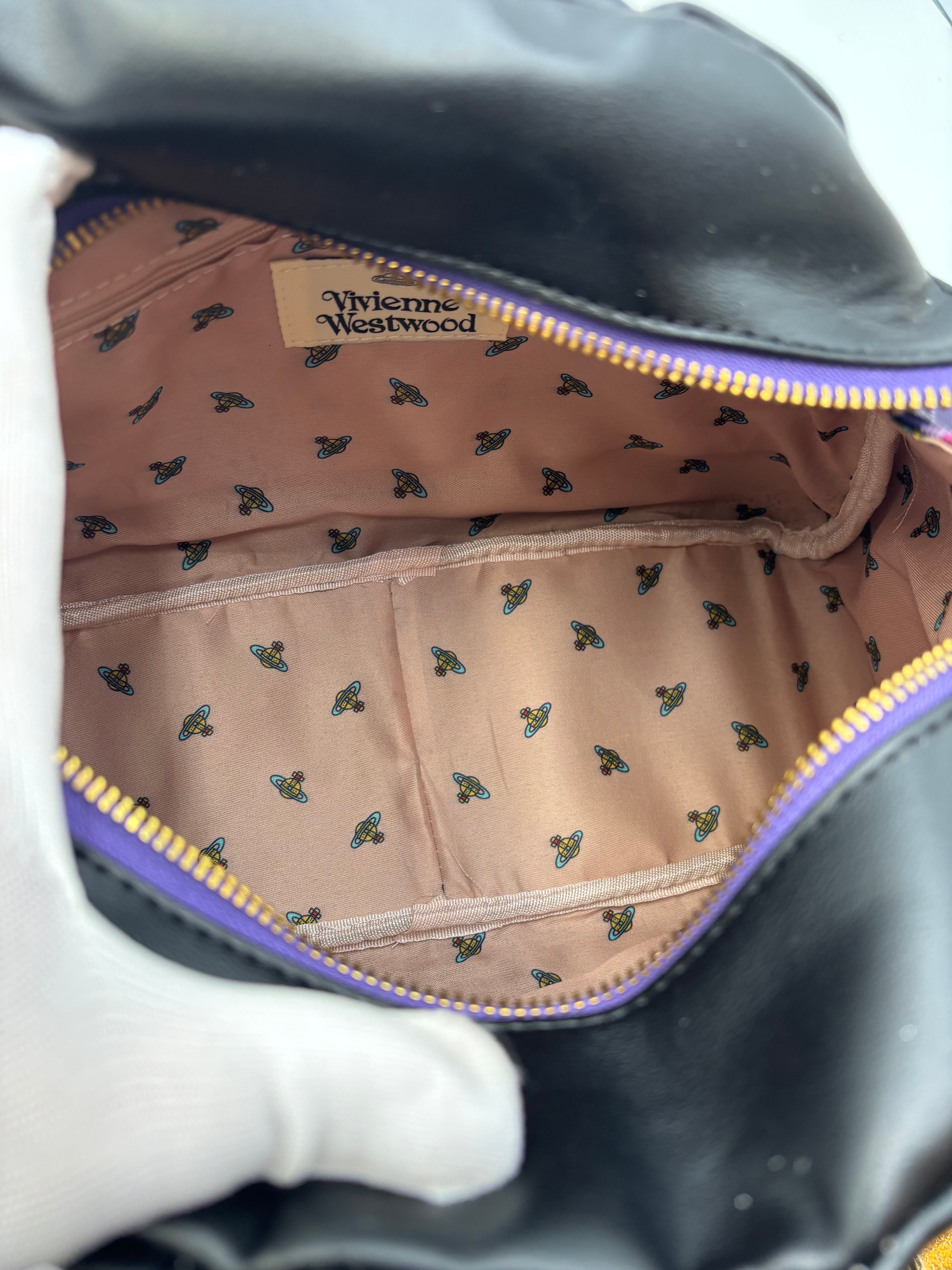 Vivienne Westwood Purple Tartan Orb Handbag