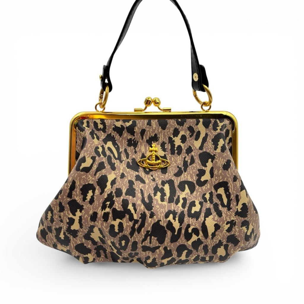 Vivienne Westwood Leopard Print Granny Frame Crossbody Bag