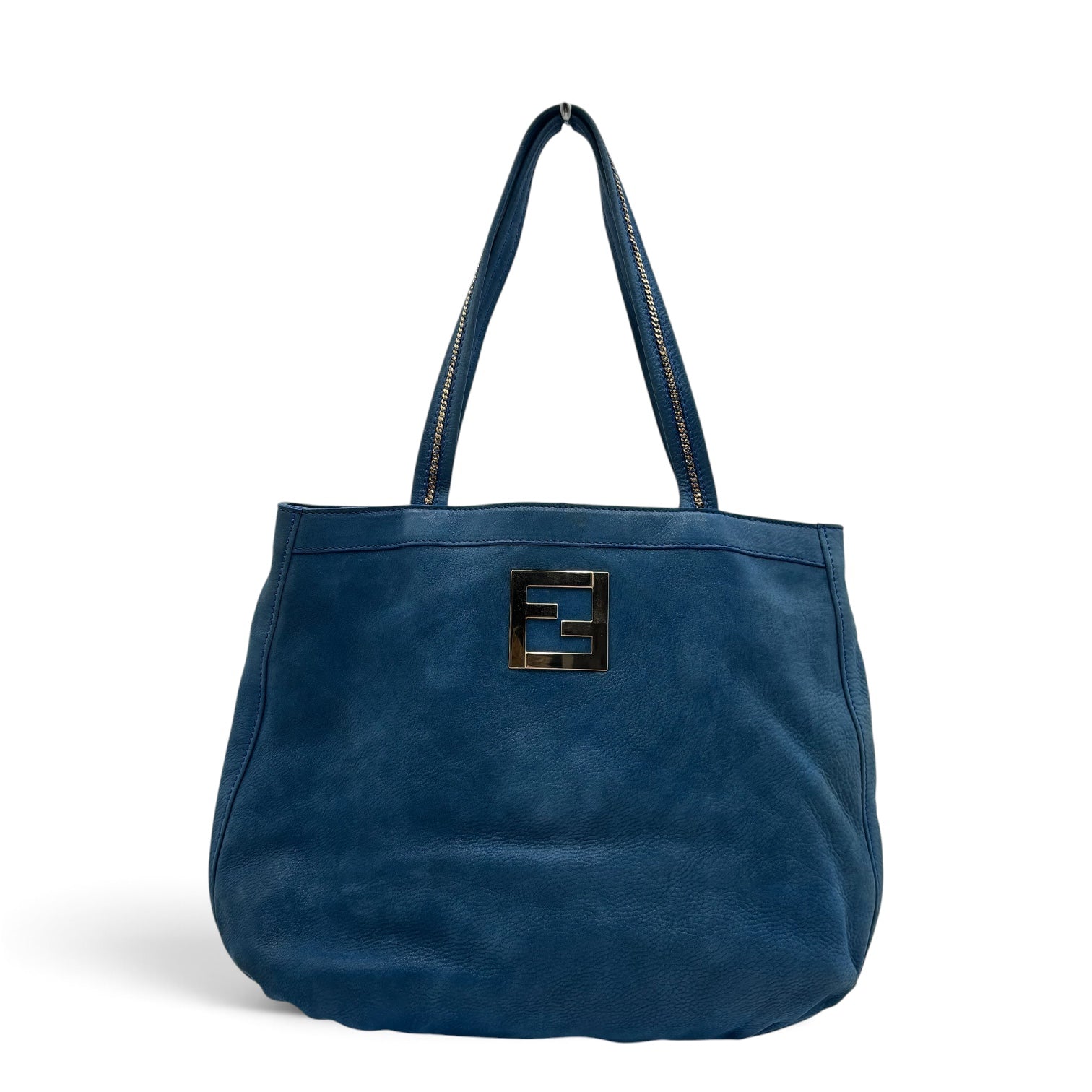 Fendi Blue Leather Forever Large Tote Shoulder Bag