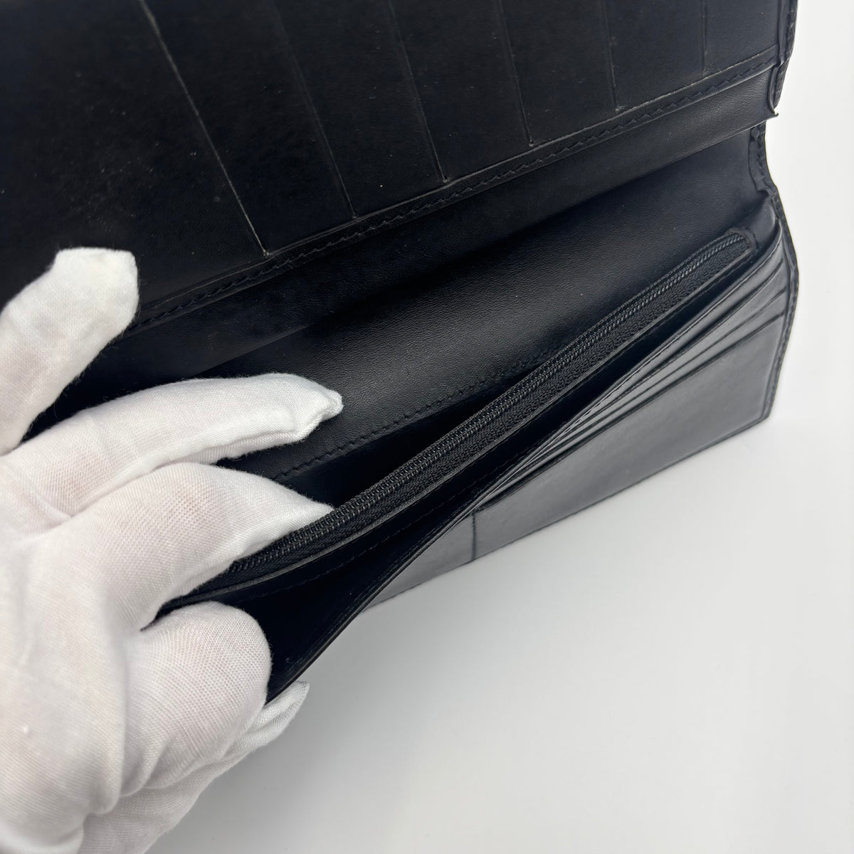 Givenchy Black Textured Long Wallet with Silver 4G Logo