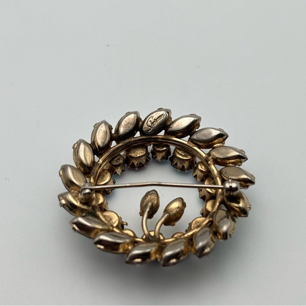 Sherman Vintage Aurora Borealis Crystal Wreath Brooch