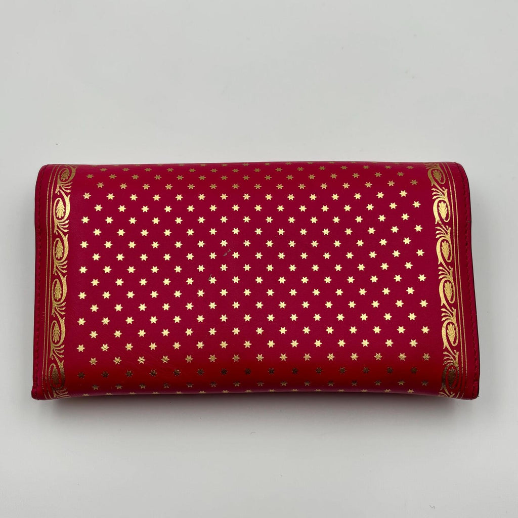 Gucci Pink Gold Print Chain Wallet Crossbody Clutch