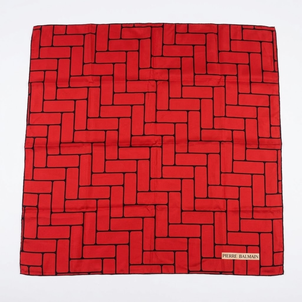 Pierre Balmain Red Geometric Scarf
