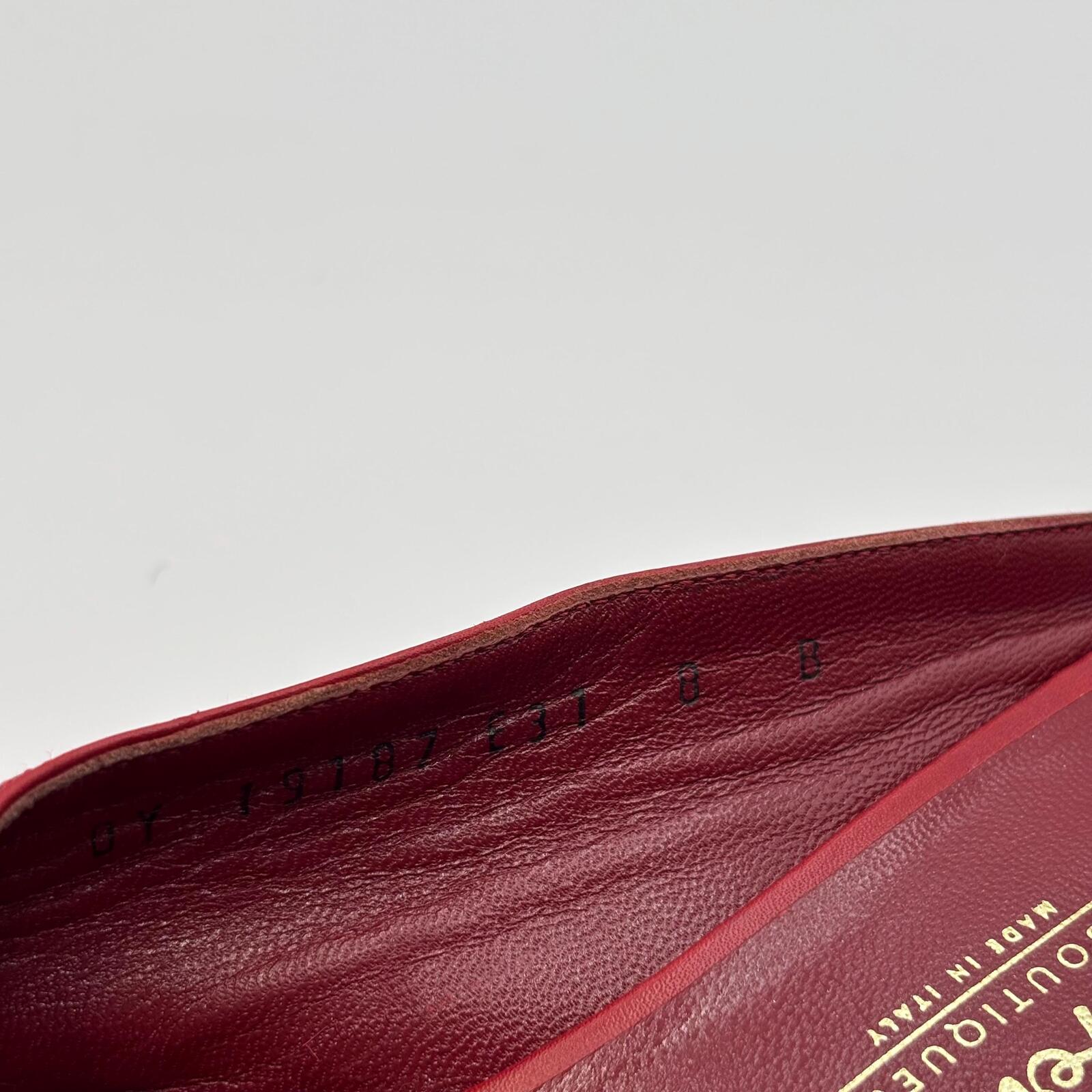 Salvatore Ferragamo Red Leather Wedge Slide Sandals – Size 37