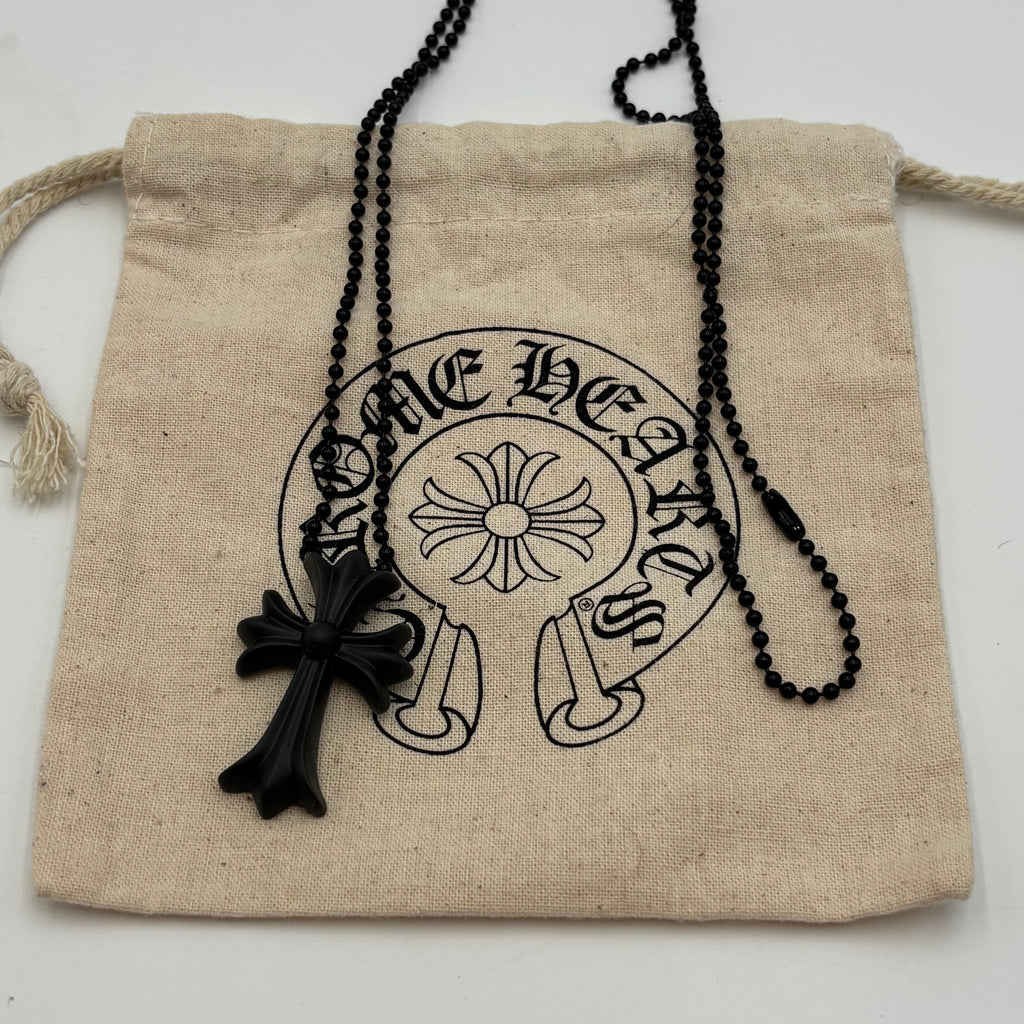 Chrome Hearts Tokyo 20th Anniversary Rubber CH Cross Necklace in Black