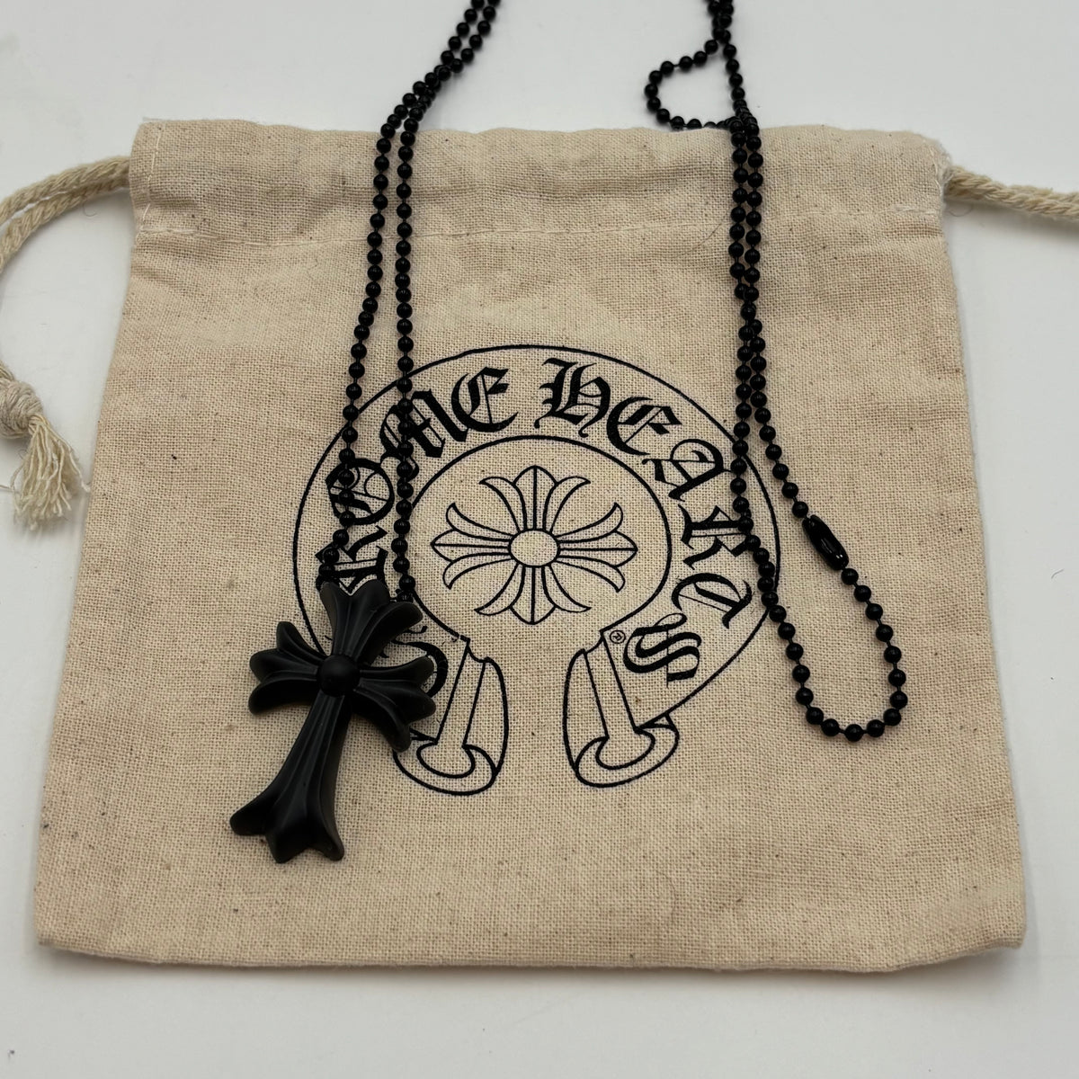 Chrome Hearts Tokyo 20th Anniversary Rubber CH Cross Necklace in Black