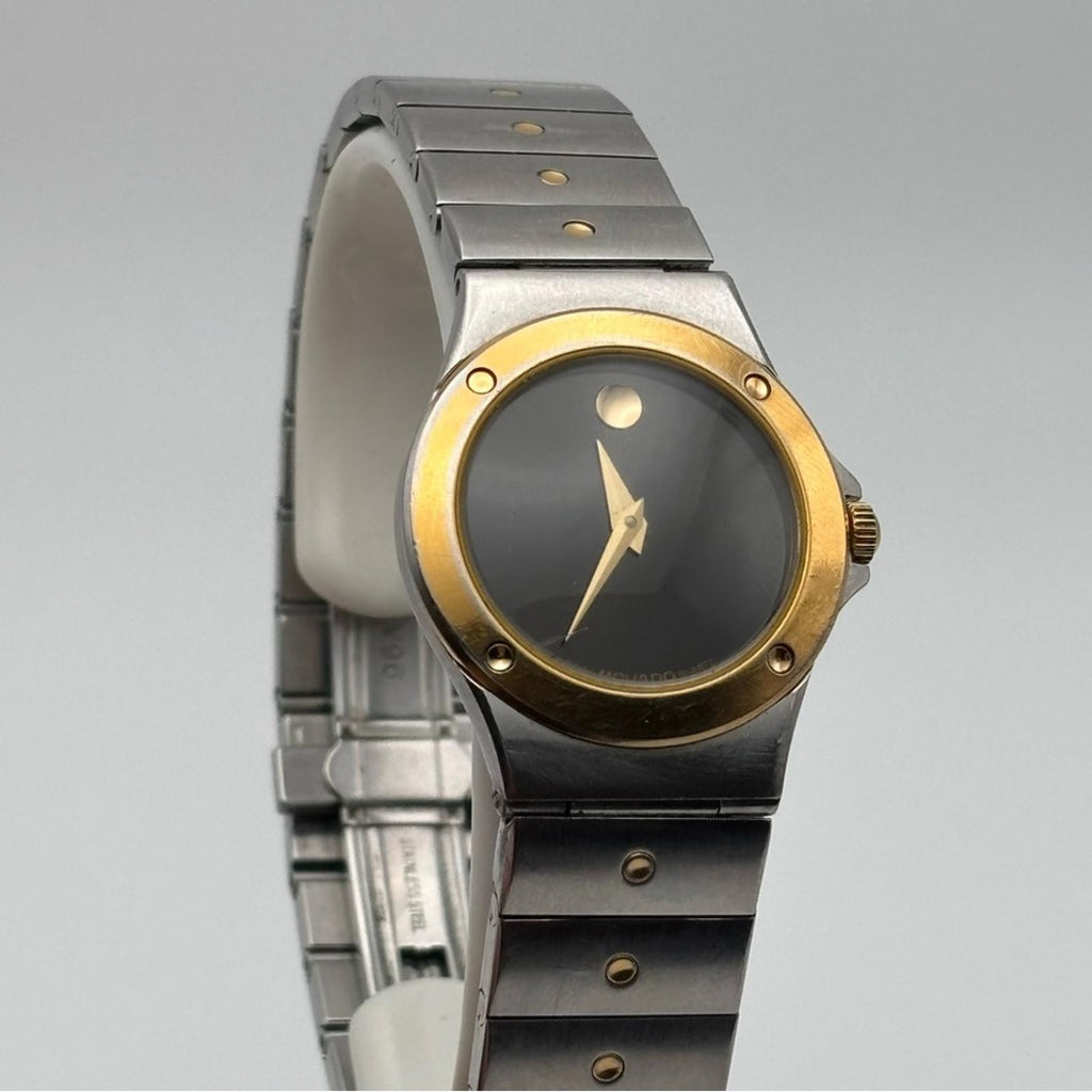 Vintage Movado Museum Two-Tone Quartz Watch Swiss Made 1980s