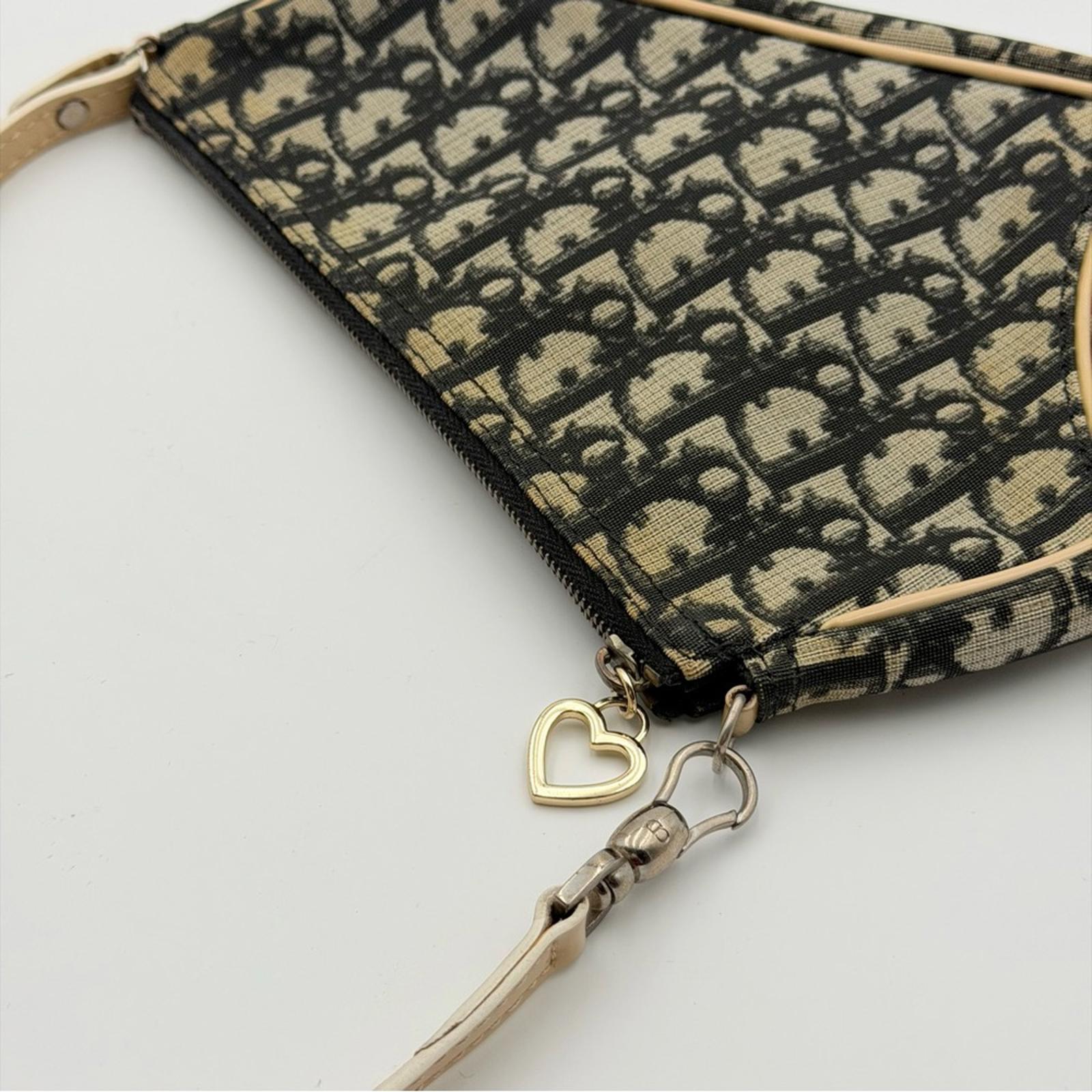 Christian Dior Vintage Trotter Saddle Shoulder Bag – Beige/Black – Leather Trim