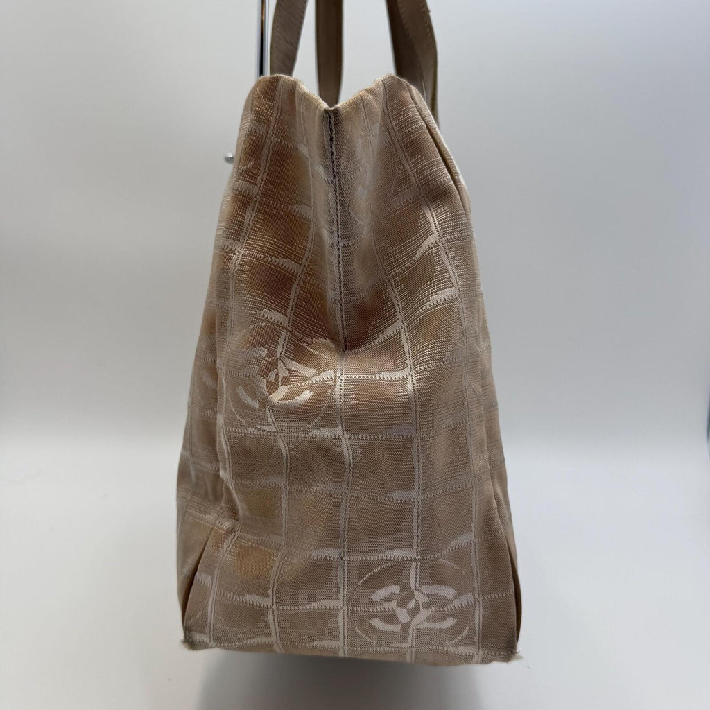Chanel Beige New Travel Line Nylon Jacquard Tote