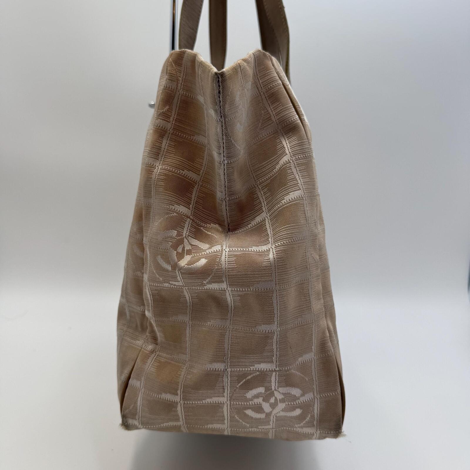 Chanel Beige New Travel Line Nylon Jacquard Tote
