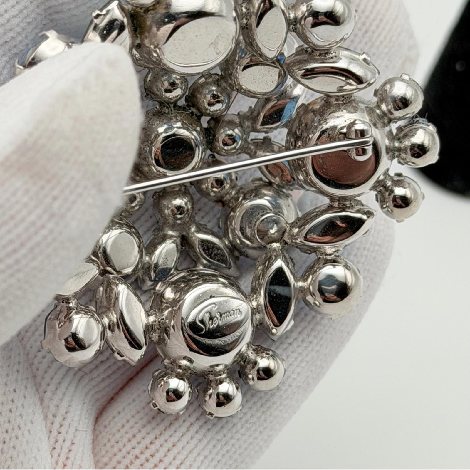 Vintage Sherman Blue Rhinestone Earrings And Brooch Set