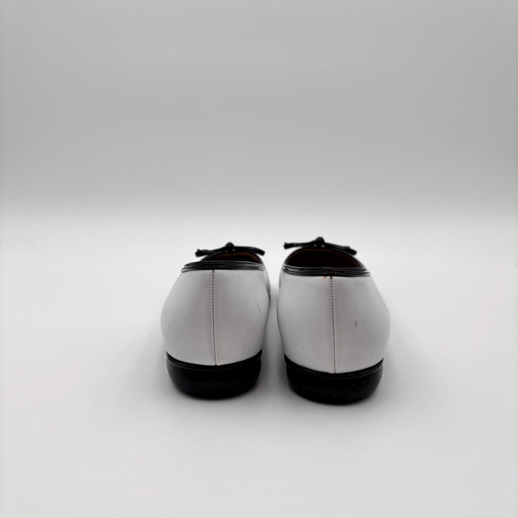Salvatore Ferragamo White Black Leather Ballet Flats Size9.5
