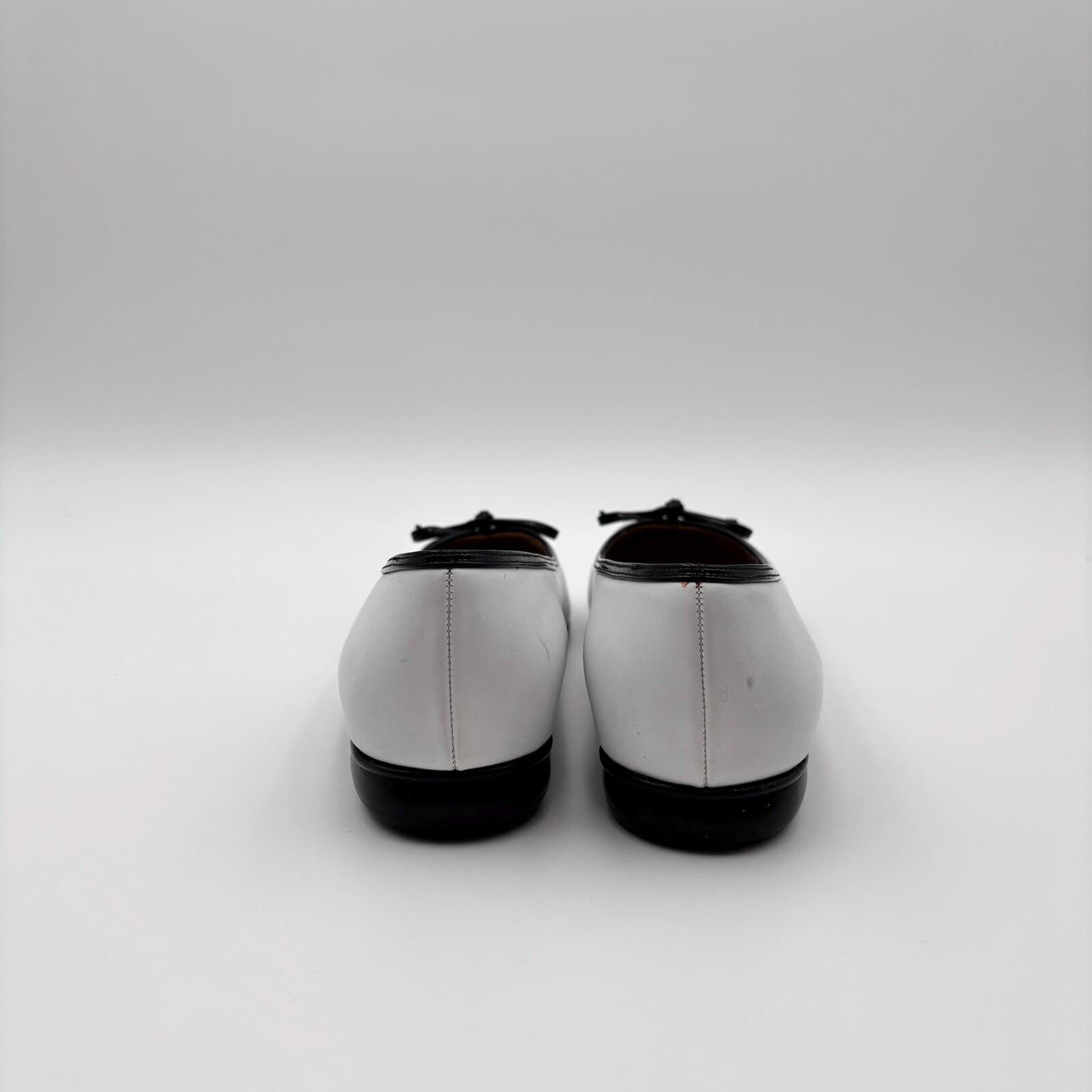 Salvatore Ferragamo White Black Leather Ballet Flats Size9.5