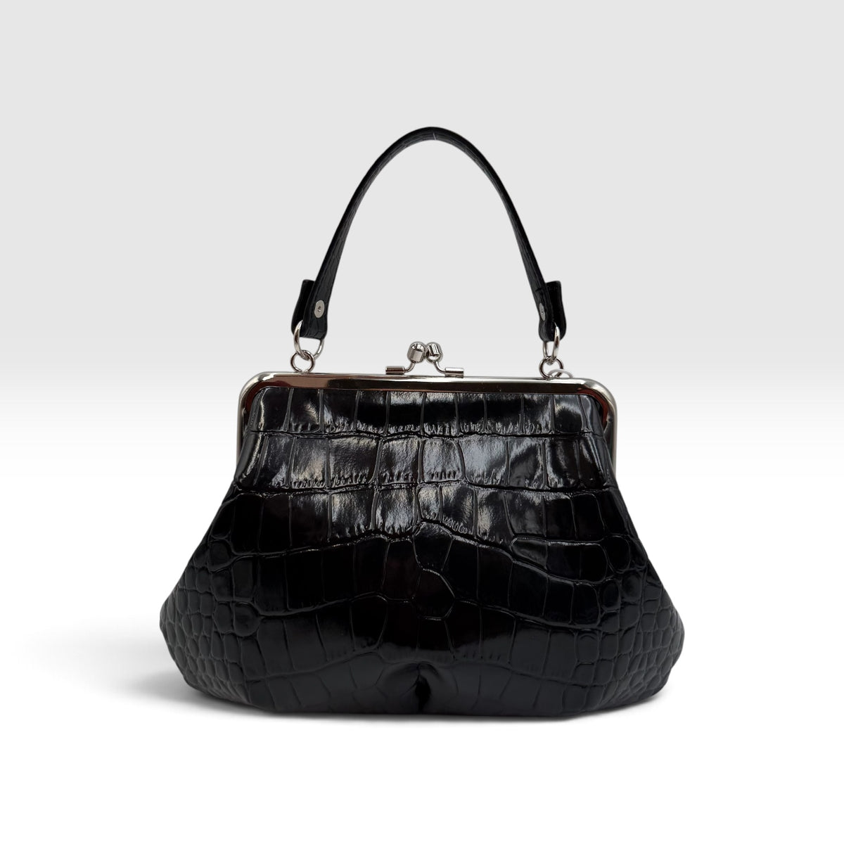 Vivienne Westwood Black Croc-Embossed Granny Frame Bag