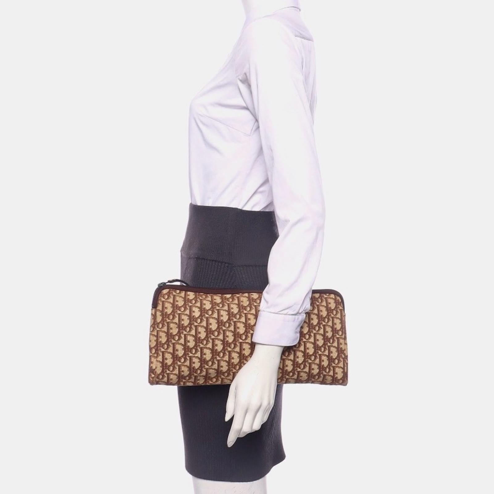 Vintage Christian Dior Trotter Monogram Zip Pouch / Clutch