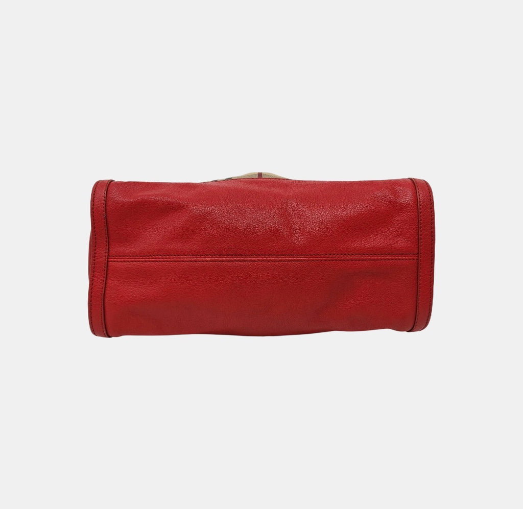 Burberry Nova Check Canvas Red Leather Mini Tote Christopher Bailey Era 2000s