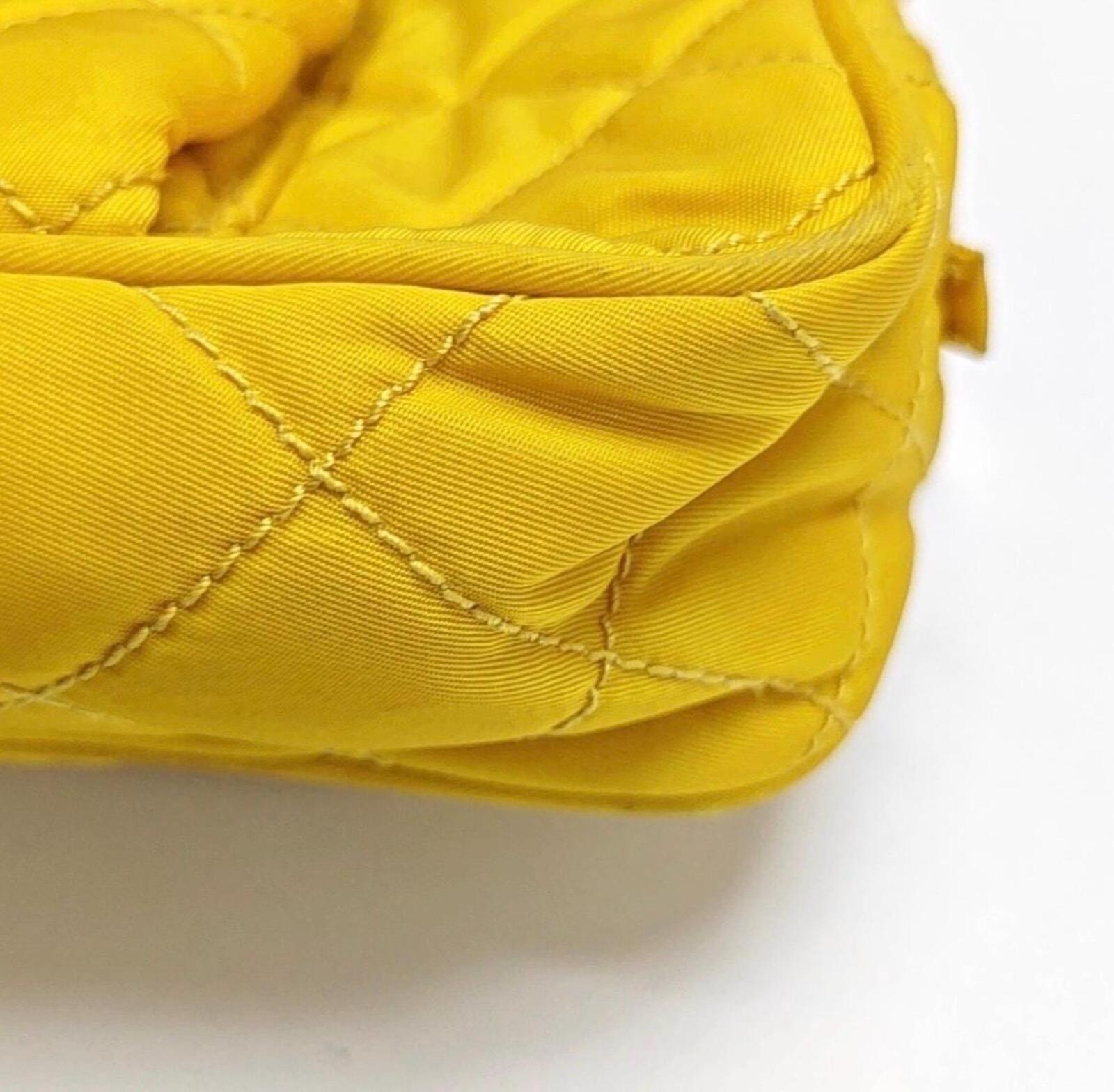 Prada Quilted Nylon Chain Shoulder Bag — Yellow