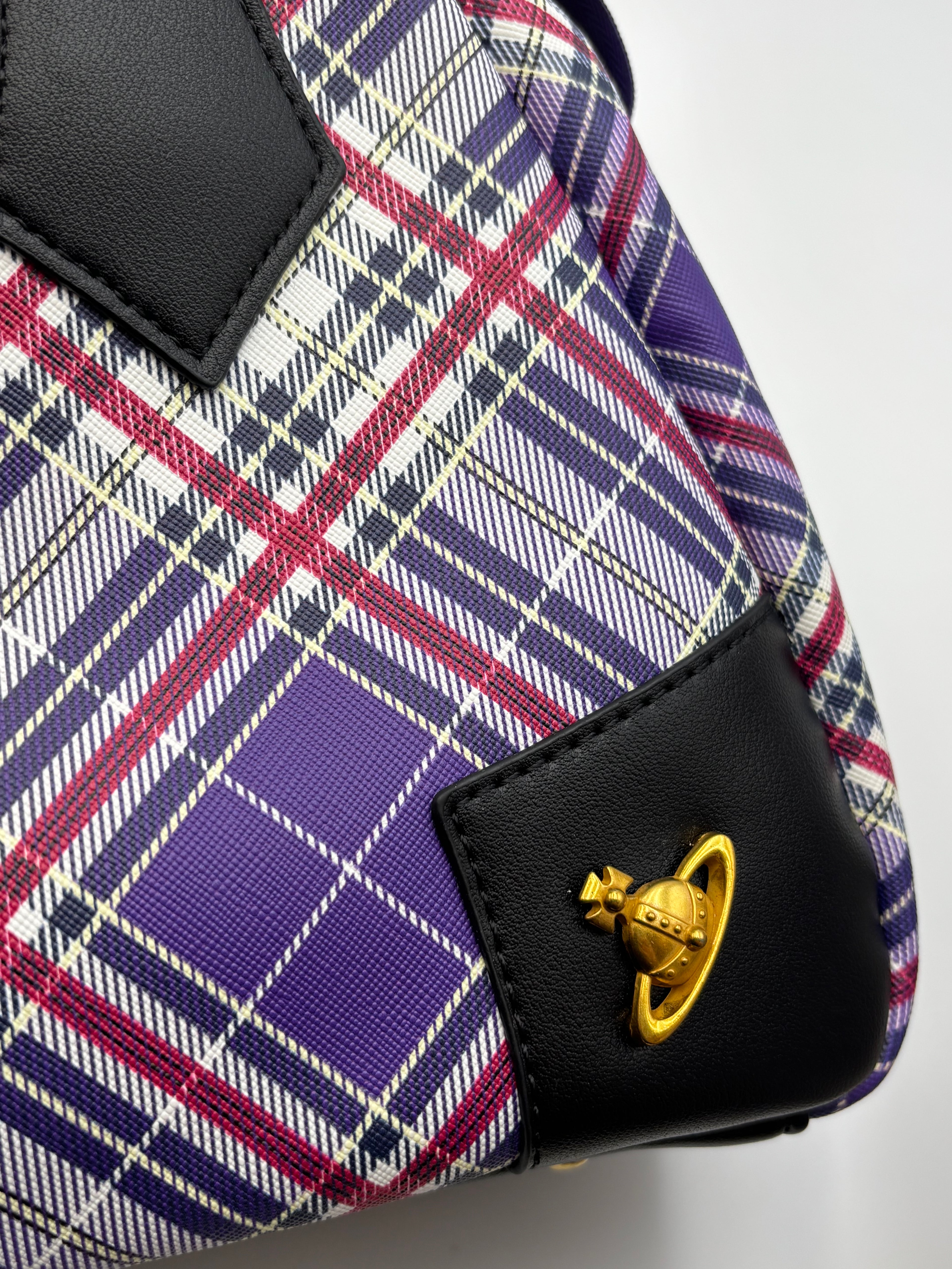 Vivienne Westwood Purple Tartan Orb Handbag