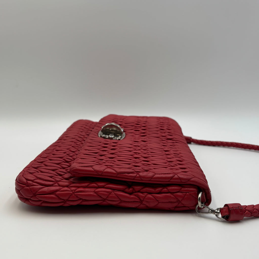 Miu Miu Nappa Cristal Cloquet Shoulder Bag in Fuoco Red