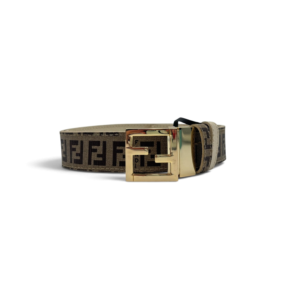 Fendi Zucca FF Monogram Belt with Gold-Tone FF Buckle