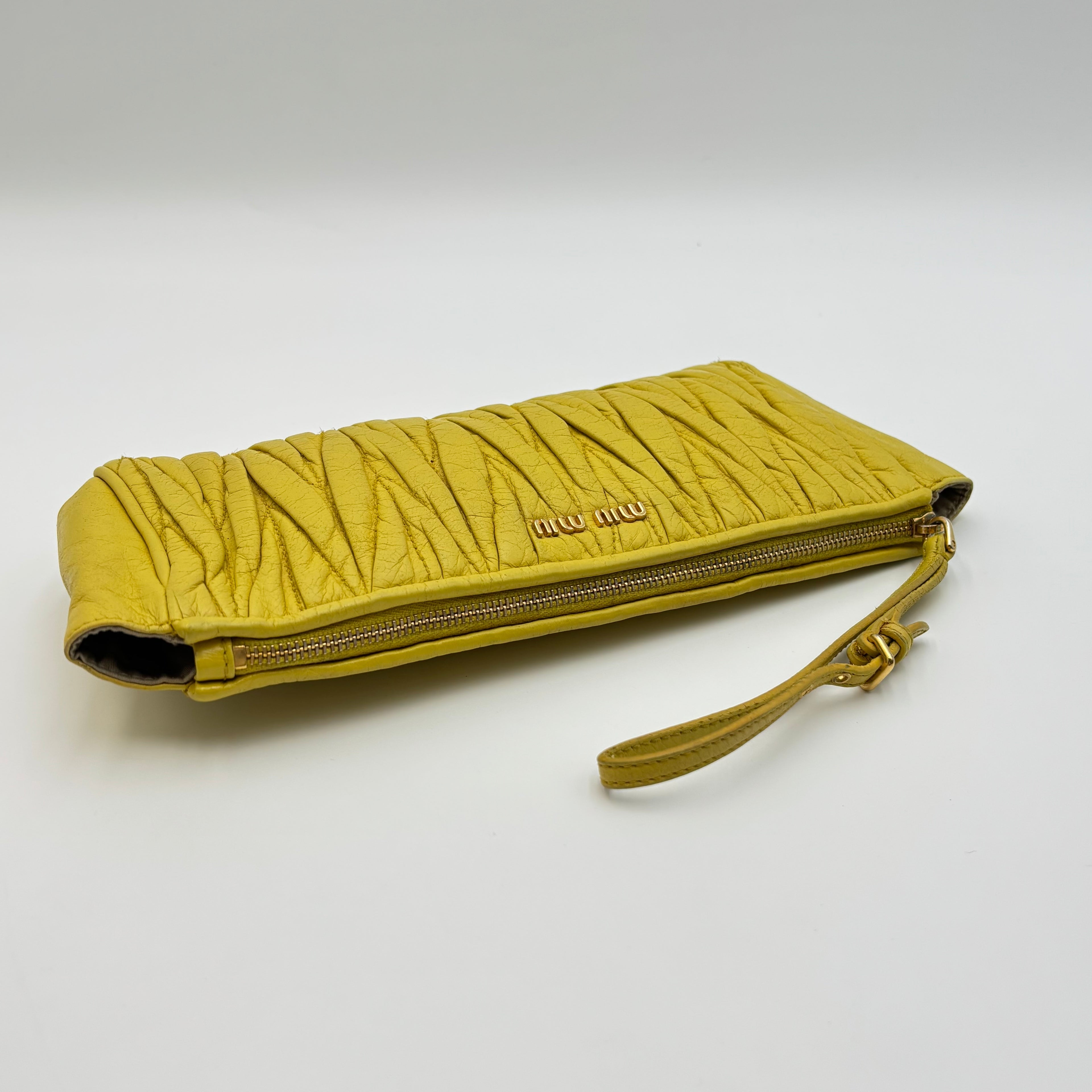 Miu Miu Matelassé Nappa Leather Crystal Chain Clutch