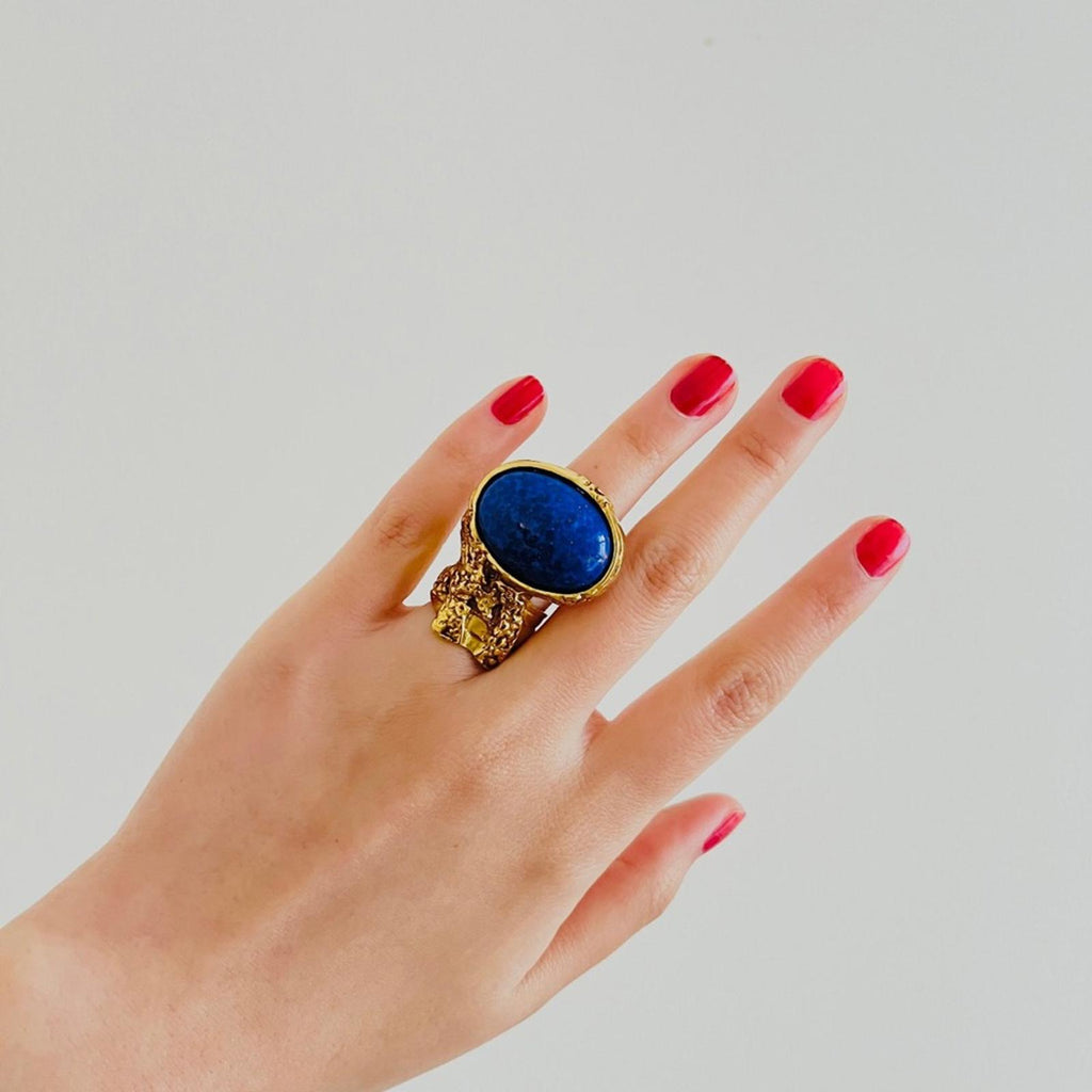 YVES SAINT LAURENT VINTAGE GOLD-PLATED SCULPTURAL STATEMENT RING