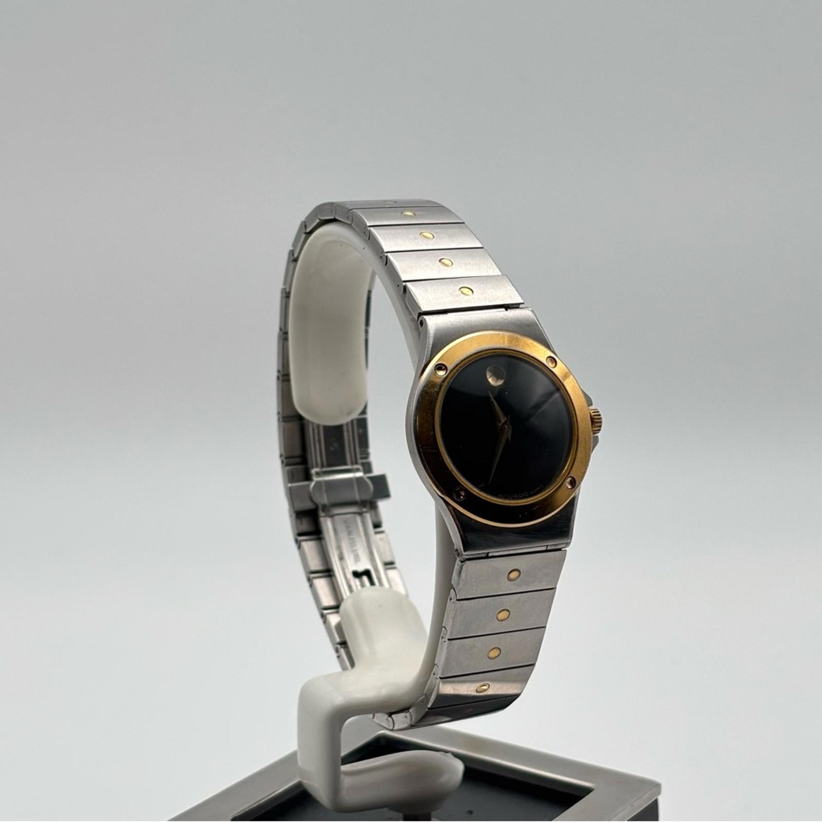 Vintage Movado Museum Two-Tone Quartz Watch Swiss Made 1980s